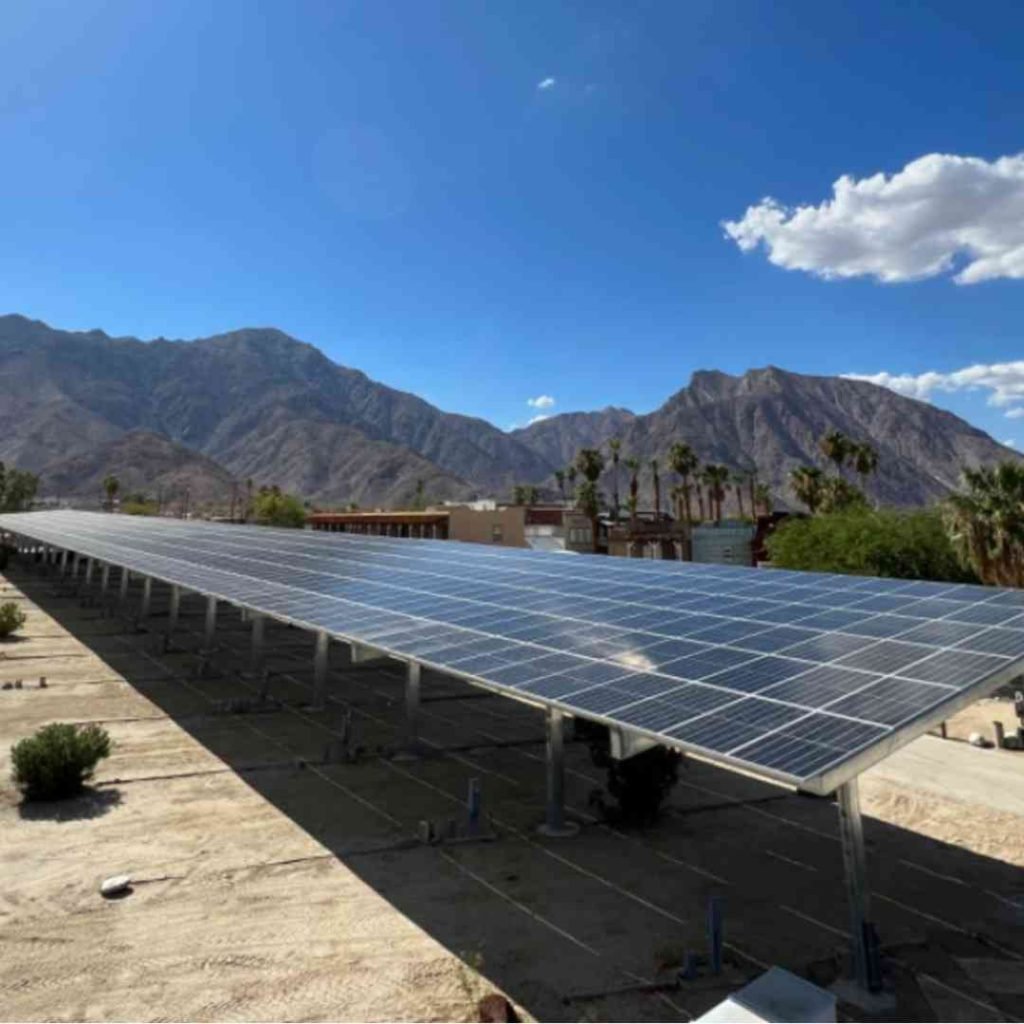 Solar carport aerial view