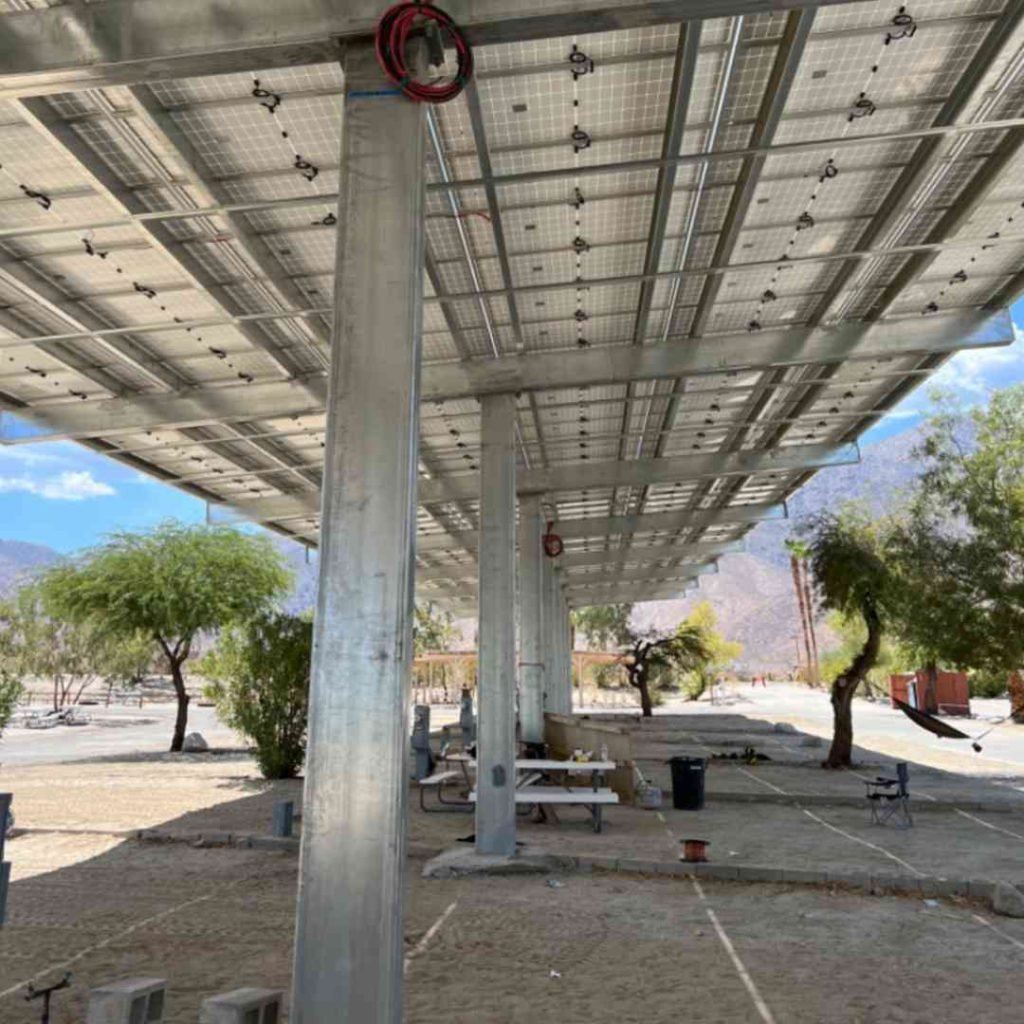 Solar carport interior view