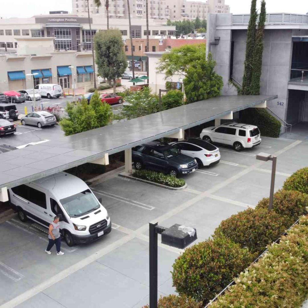 Solar carport aerial view